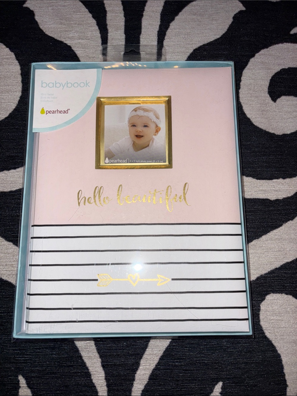Pearhead Pink & White Babybook Photo Album with Gold Accents